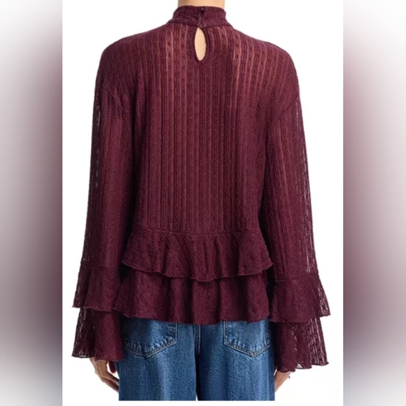 Aqua Mock Neck Ruffled Top - Picture 3 of 9